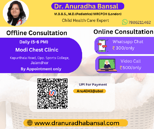 Book Online Appointment for Dr. Anuradha Bansal Child Specialist.